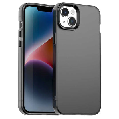 iPhone 15 Plus / 14 Plus Case PC+TPU+PET Matte Anti-Drop Phone Back Cover - Black