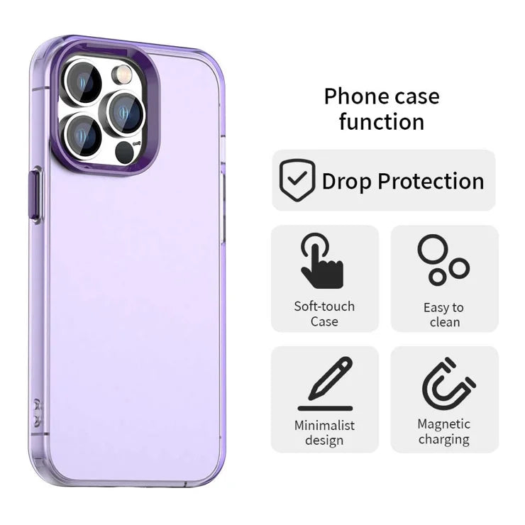 iPhone 13 Pro Max Case PC+TPU+PET Matte Anti-Drop Phone Back Cover - Purple