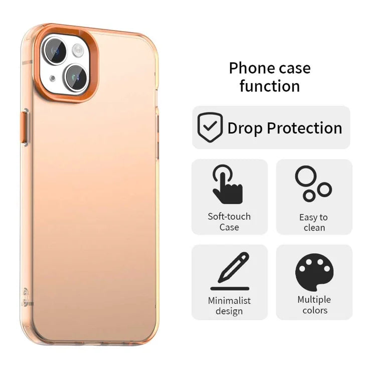 iPhone 15 Case PC+TPU+PET Matte Anti-Drop Phone Back Cover - Orange