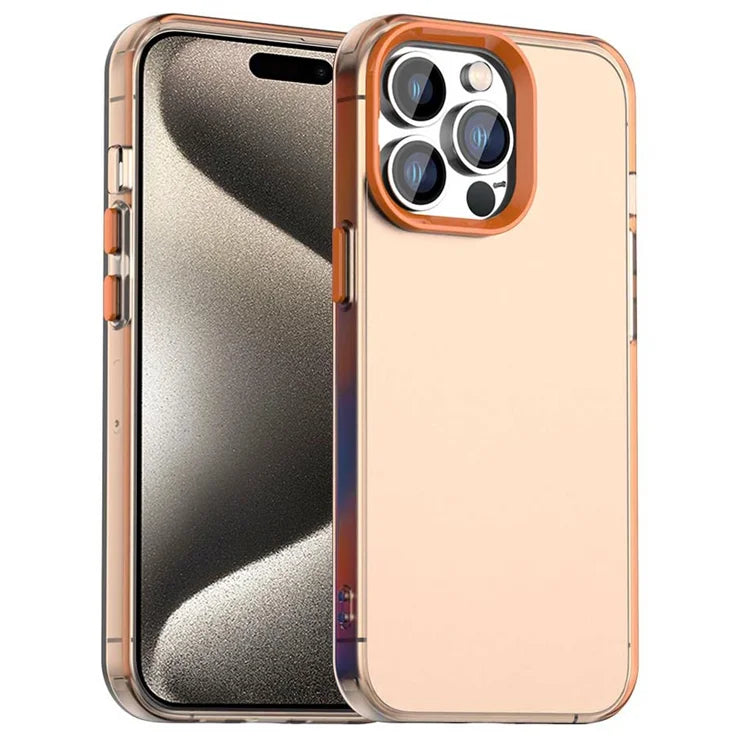 iPhone 15 Pro Case PC+TPU+PET Matte Anti-Drop Phone Back Cover - Orange