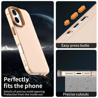 iPhone 16 Cover PC+TPU+PET Mat Anti-drop Telefon Bagcover - Orange