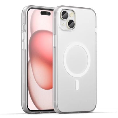 iPhone 15 Plus / 14 Plus Magnetic Case Translucent Matte Anti-Fingerprint Phone Cover - White
