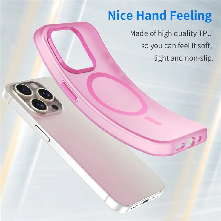 iPhone 16 Pro Max Case Compatible with MagSafe TPU + PC Slim Matte Translucent Phone Cover - Pink