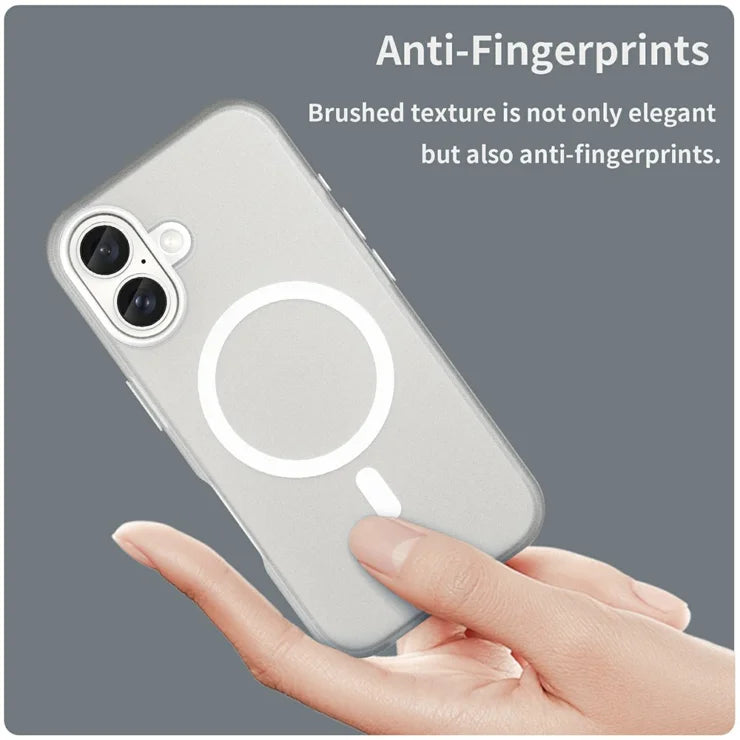 iPhone 16 Cover Kompatibel med MagSafe TPU + PC Slank Mat Gennemsigtig Telefoncover - Hvid