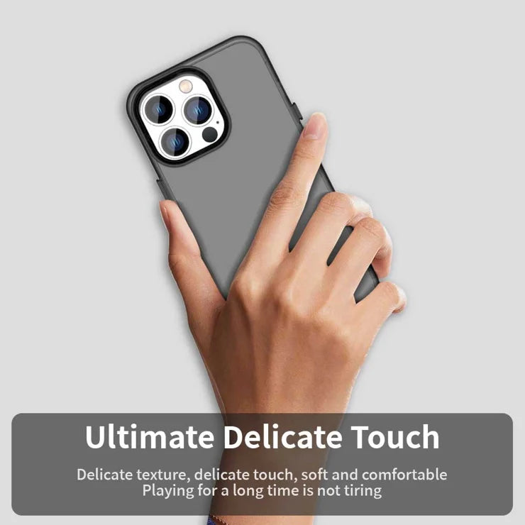 iPhone 15 Pro Max Cover PC+TPU+PET Mat Anti-Drop Telefonbagside - Sort