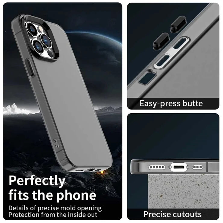 iPhone 13 Pro Max Cover PC+TPU+PET Mat Anti-Drop Telefon Bagcover - Sort