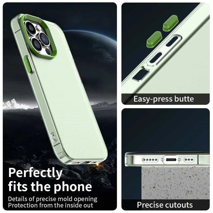 iPhone 13 Pro Max Cover PC+TPU+PET Mat Anti-dråbe Telefon Bagside Cover - Grøn