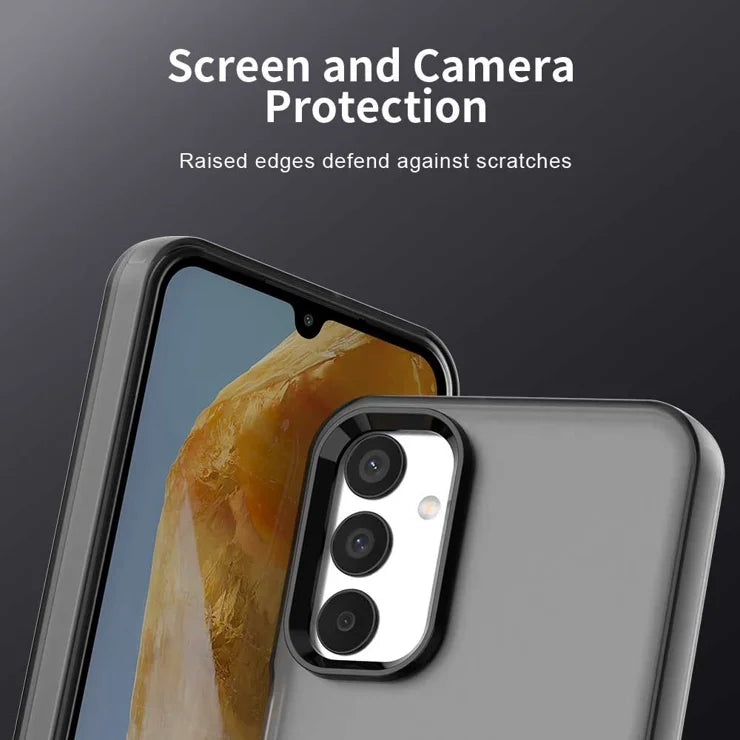 Samsung Galaxy A05s 4G / M14 4G / F14 G4 suojakuori PC+TPU+PET mattapintainen pudotussuojattu takakuori - musta