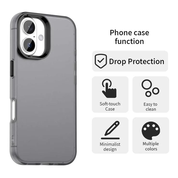 iPhone 17 Case PC + TPU + PET Matte Anti-Drop Phone Back Cover - Black