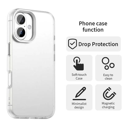 iPhone 16 Plus Case PC+TPU+PET Matte Anti-Drop Phone Back Cover - White