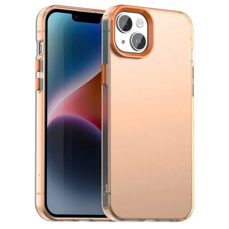 iPhone 15 Plus / 14 Plus Case PC+TPU+PET Matte Anti-Drop Phone Back Cover - Orange