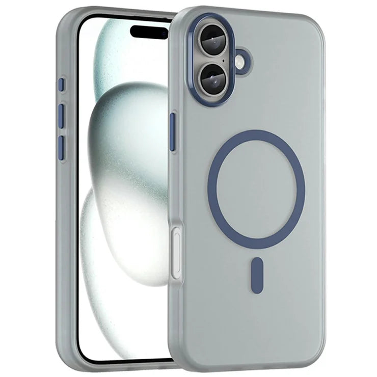 iPhone 16 Plus Case Compatible with MagSafe TPU + PC Slim Matte Translucent Phone Cover - Dark Blue