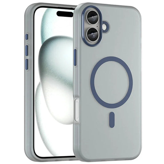 iPhone 16 Plus Case Compatible with MagSafe TPU + PC Slim Matte Translucent Phone Cover - Dark Blue
