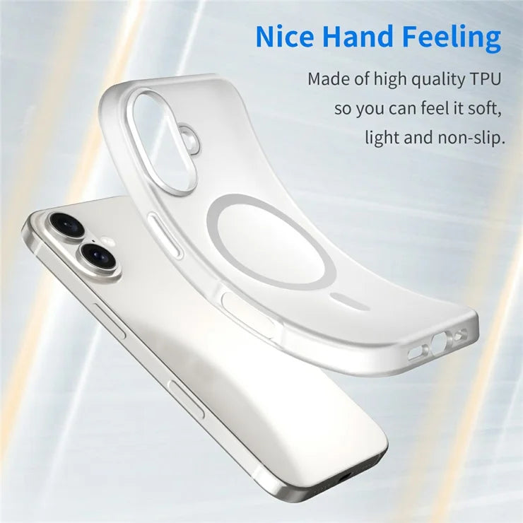 iPhone 16 Cover Kompatibel med MagSafe TPU + PC Slank Mat Gennemsigtig Telefoncover - Hvid