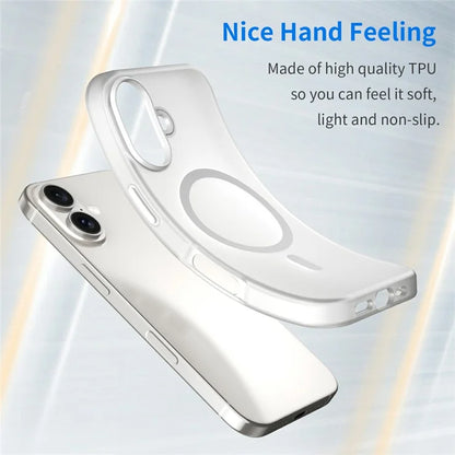 iPhone 16 Cover Kompatibel med MagSafe TPU + PC Slank Mat Gennemsigtig Telefoncover - Hvid