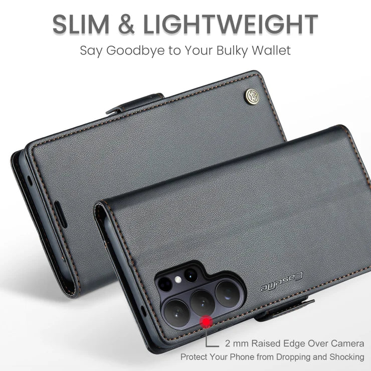 CASEME For Samsung Galaxy S26 Ultra Case  023 Series RFID Blocking Glossy Stand Phone Cover - Black
