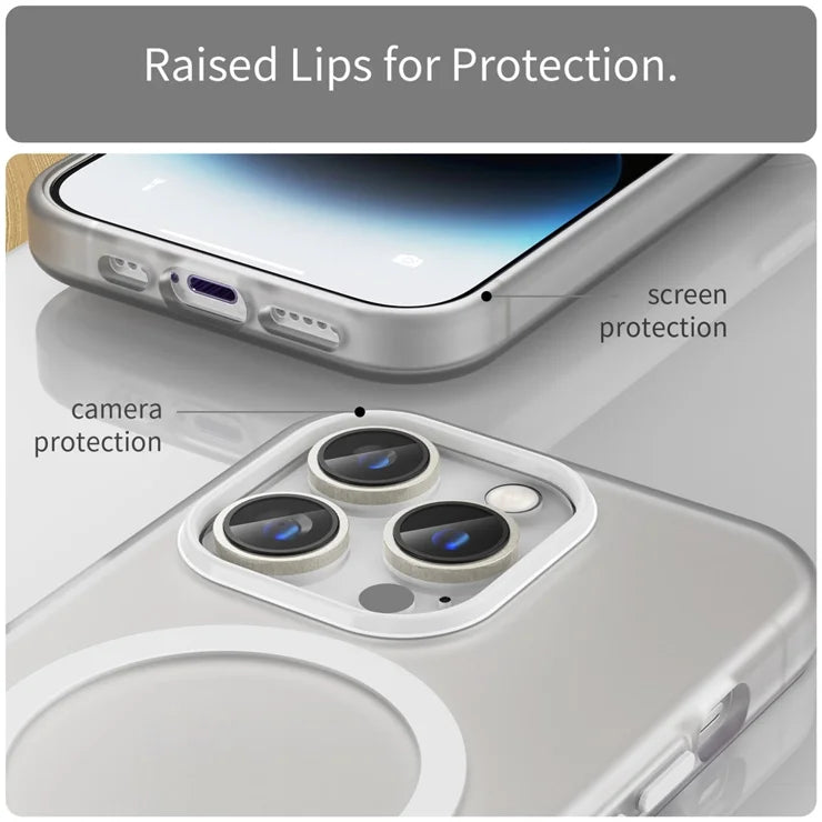 Magnetic Case for iPhone 14 Pro Max Compatible with MagSafe Translucent Matte Back Cover - White