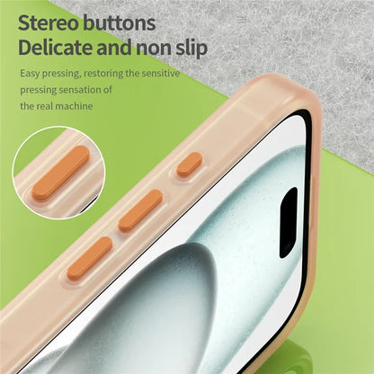 iPhone 16 Cover Kompatibel med MagSafe TPU + PC Slank Mat Gennemsigtig Telefoncover - Orange