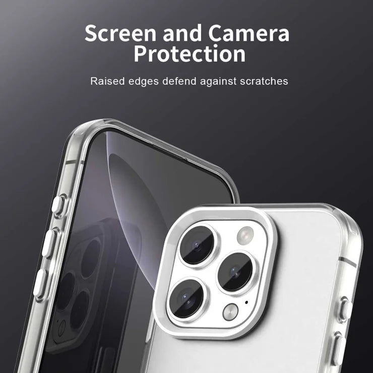 iPhone 16 Pro Max Case PC+TPU+PET Matte Anti-Drop Phone Back Cover - White