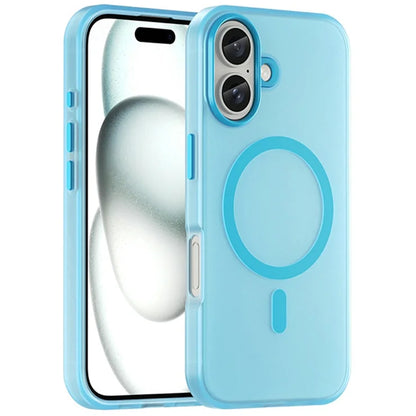 iPhone 16 Case Compatible with MagSafe TPU + PC Slim Matte Translucent Phone Cover - Blue