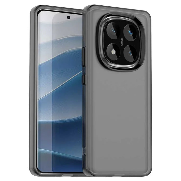 Xiaomi Redmi Note 14 Pro 5G / Poco X7 5G Cover PC+TPU+PET Mat Anti-Drop Telefon Bagside Cover - Sort