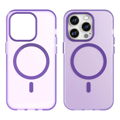 Magnetisk etui til iPhone 14 Pro Max kompatibel med MagSafe gennemsigtig mat bagside - Mørk lilla