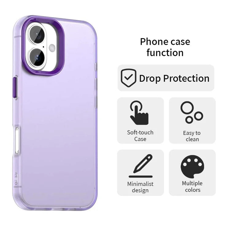 iPhone 17 Cover PC + TPU + PET Mat Anti-Drop Mobilbagsiden - Lilla
