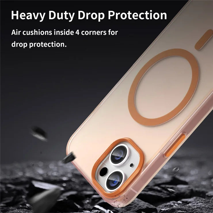 iPhone 14 Translucent Phone Case Matte Design Compatible with MagSafe Wireless Charging - Orange