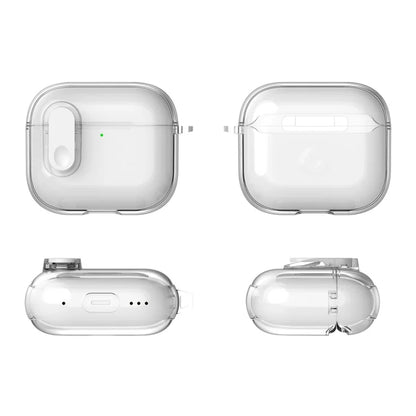 Til Apple AirPods 4 Earphone Protective Case Snap Switch Ice Crystal Clear TPU+PC Cover - Gennemsigtig