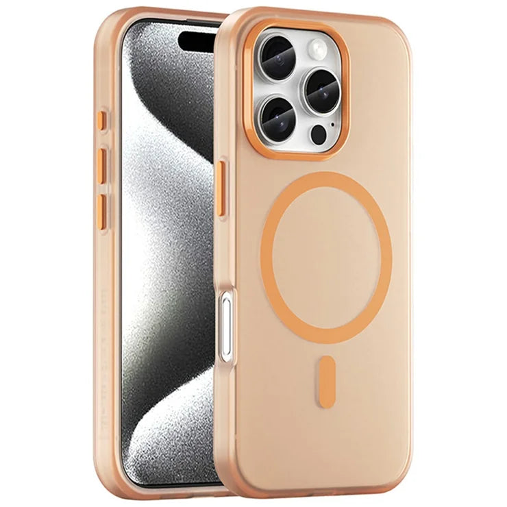 iPhone 16 Pro Case Compatible with MagSafe TPU + PC Slim Matte Translucent Phone Cover - Orange