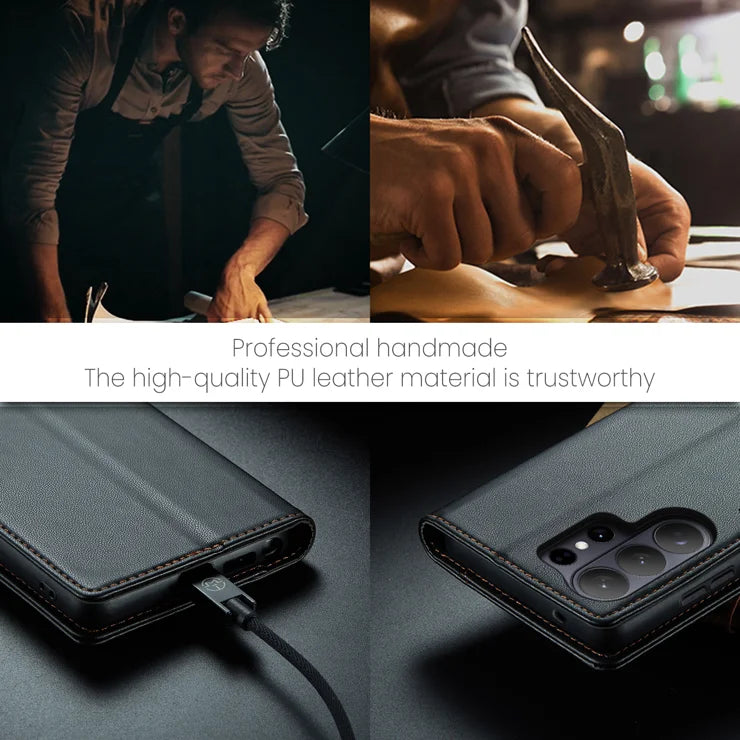 CASEME For Samsung Galaxy S26 Ultra Case  023 Series RFID Blocking Glossy Stand Phone Cover - Black