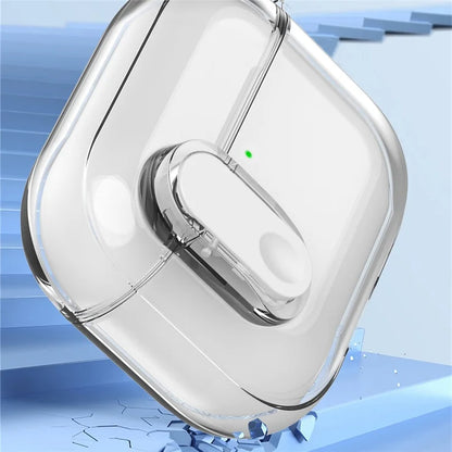 Til Apple AirPods 4 Earphone Protective Case Snap Switch Ice Crystal Clear TPU+PC Cover - Gennemsigtig