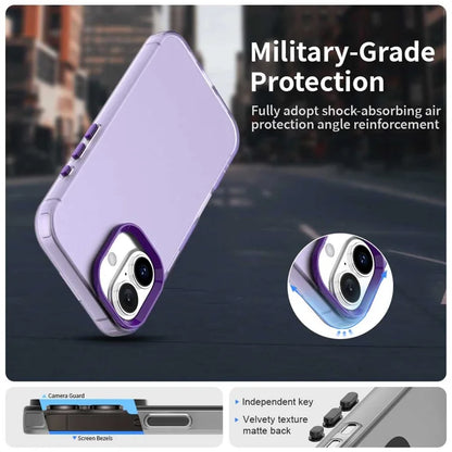 iPhone 16 Plus Case PC+TPU+PET Matte Anti-drop Phone Back Cover - Purple