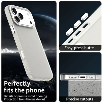 iPhone 17 Pro Max Case PC + TPU + PET Matte Anti-Drop Phone Back Cover - White