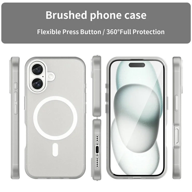 iPhone 16 Cover Kompatibel med MagSafe TPU + PC Slank Mat Gennemsigtig Telefoncover - Hvid