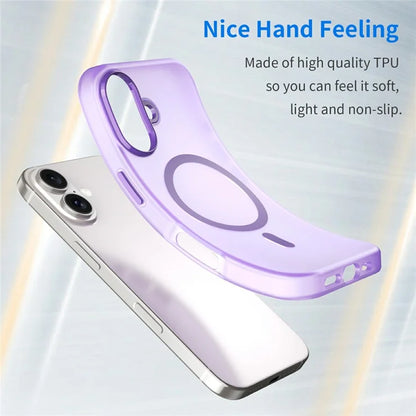 iPhone 16 Cover Kompatibel med MagSafe TPU + PC Slank Mat Gennemsigtig Telefoncover - Mørk Lilla