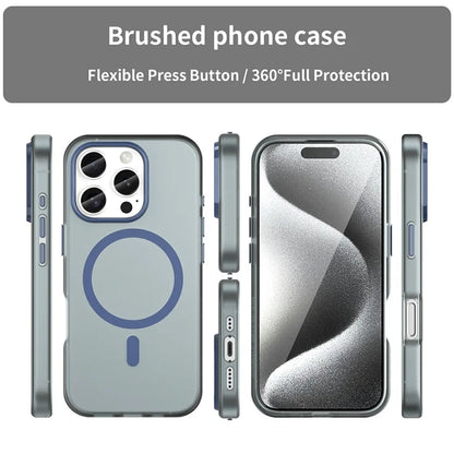 iPhone 16 Pro Case Compatible with MagSafe TPU + PC Slim Matte Translucent Phone Cover - Dark Blue