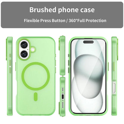 Til iPhone 16 Cover Kompatibel med MagSafe TPU + PC Slank Mat Gennemsigtig Telefoncover - Grøn