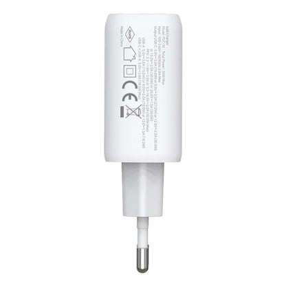 AMORUS PD 30W Type-C + QC 18W USB-A kaksiporttinen GaN-virtalähde, pikalatausseinälaturi puhelimelle ja tabletille – EU-pistoke