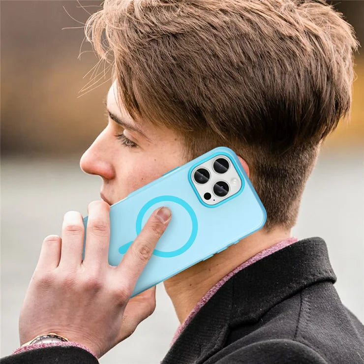 iPhone 16 Pro Max cover kompatibel med MagSafe TPU + PC slankt mat gennemsigtigt telefoncover - Blå