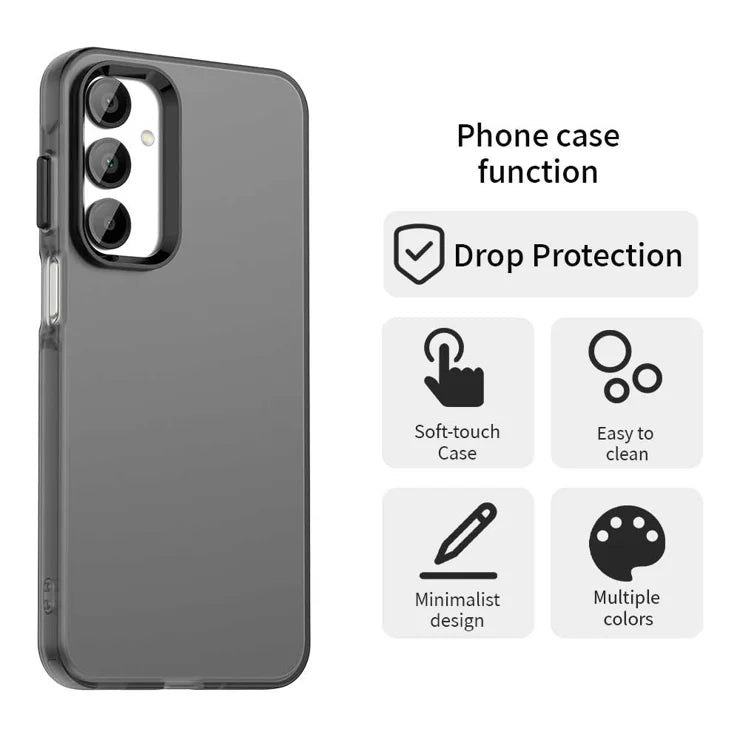 Samsung Galaxy A55 5G -suojakuori PC+TPU+PET, mattapintainen, putoamisenkestävä takakansi – musta