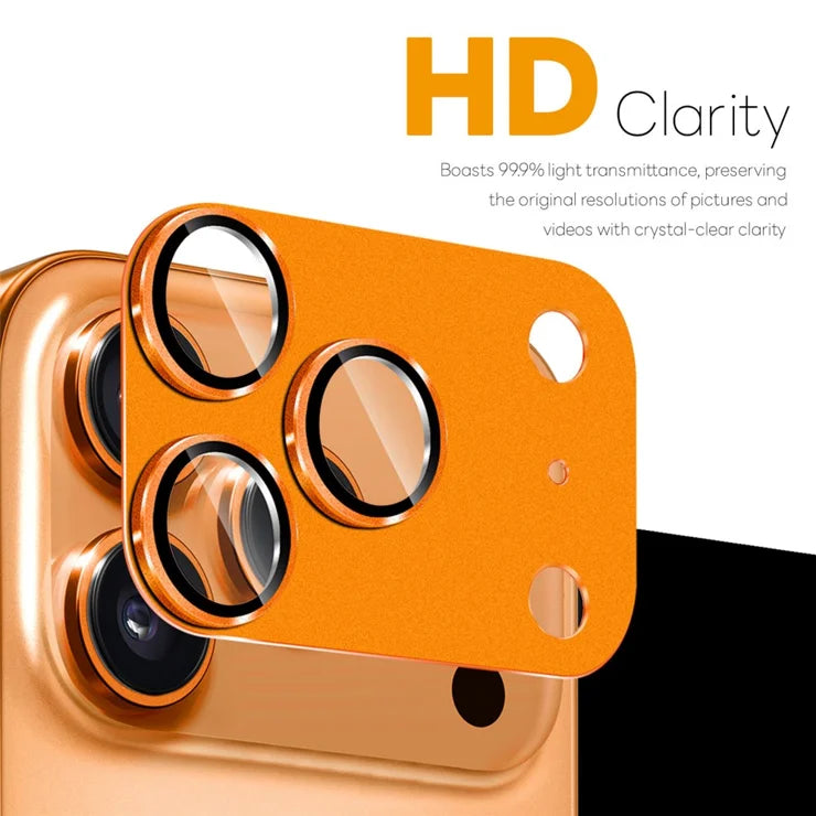 iPhone 17 Pro Kamerabeskytter Mat Integreret Metal Hærdet Glas Linsefilm - Orange