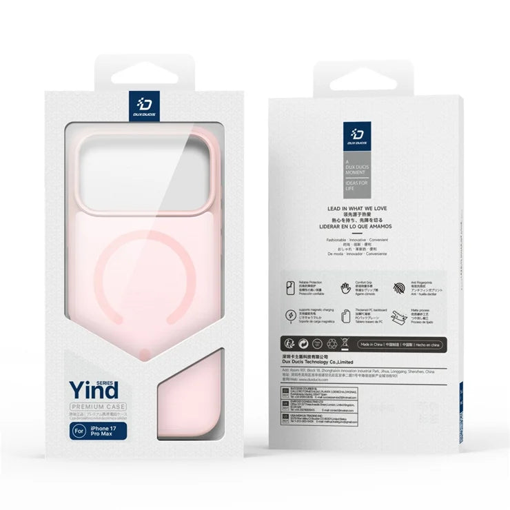 DUX DUCIS Yind Series Til iPhone 17 Pro Etui TPU + PC Mat Telefoncover Kompatibel med MagSafe - Lysepink