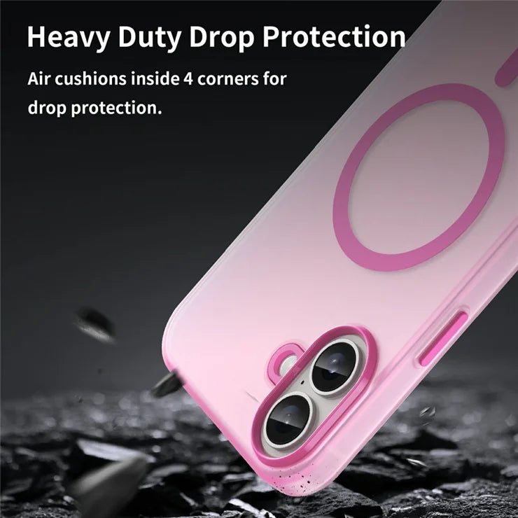 iPhone 16 Plus Case Compatible with MagSafe TPU + PC Slim Matte Translucent Phone Cover - Pink