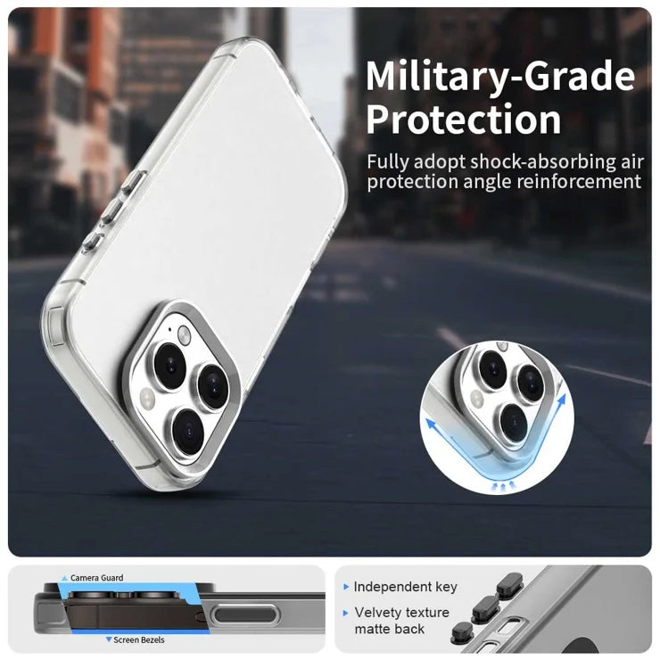 iPhone 16 Pro Max Case PC+TPU+PET Matte Anti-Drop Phone Back Cover - White