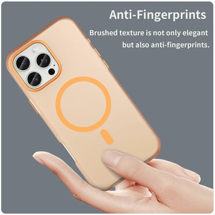 iPhone 16 Pro Max Case Compatible with MagSafe TPU + PC Slim Matte Translucent Phone Cover - Orange