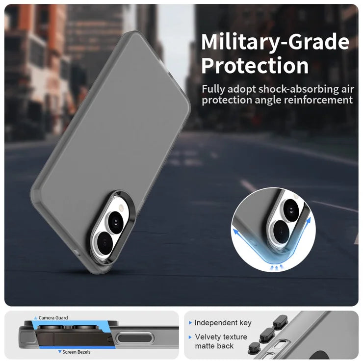 Samsung Galaxy S25 Edge Cover PC + TPU + PET Mat Anti-Drop Telefon Bagcover - Sort