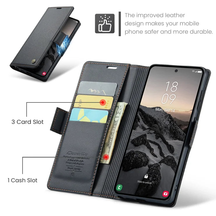 CASEME For Samsung Galaxy S26 Ultra Case  023 Series RFID Blocking Glossy Stand Phone Cover - Black
