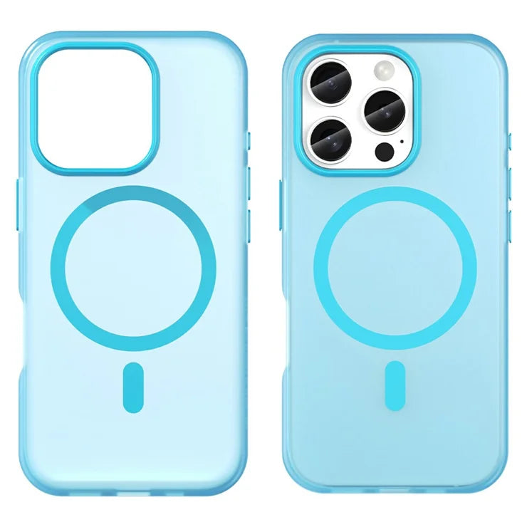 Til iPhone 16 Pro Cover Kompatibel med MagSafe TPU + PC Slim Mat Gennemsigtig Telefoncover - Blå