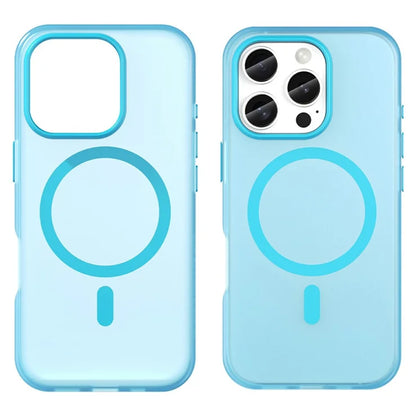 Til iPhone 16 Pro Cover Kompatibel med MagSafe TPU + PC Slim Mat Gennemsigtig Telefoncover - Blå